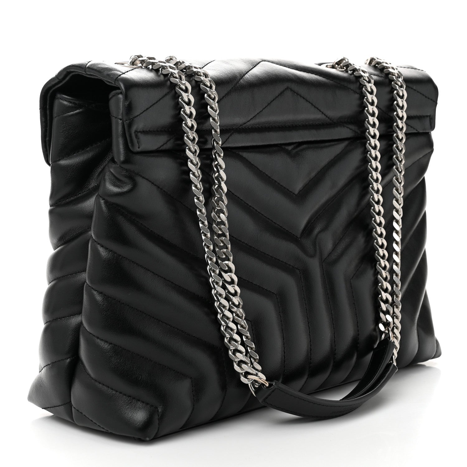 Saint Laurent Calfskin Y Quilted Monogram Medium Loulou Chain Satchel Black 3 of 11