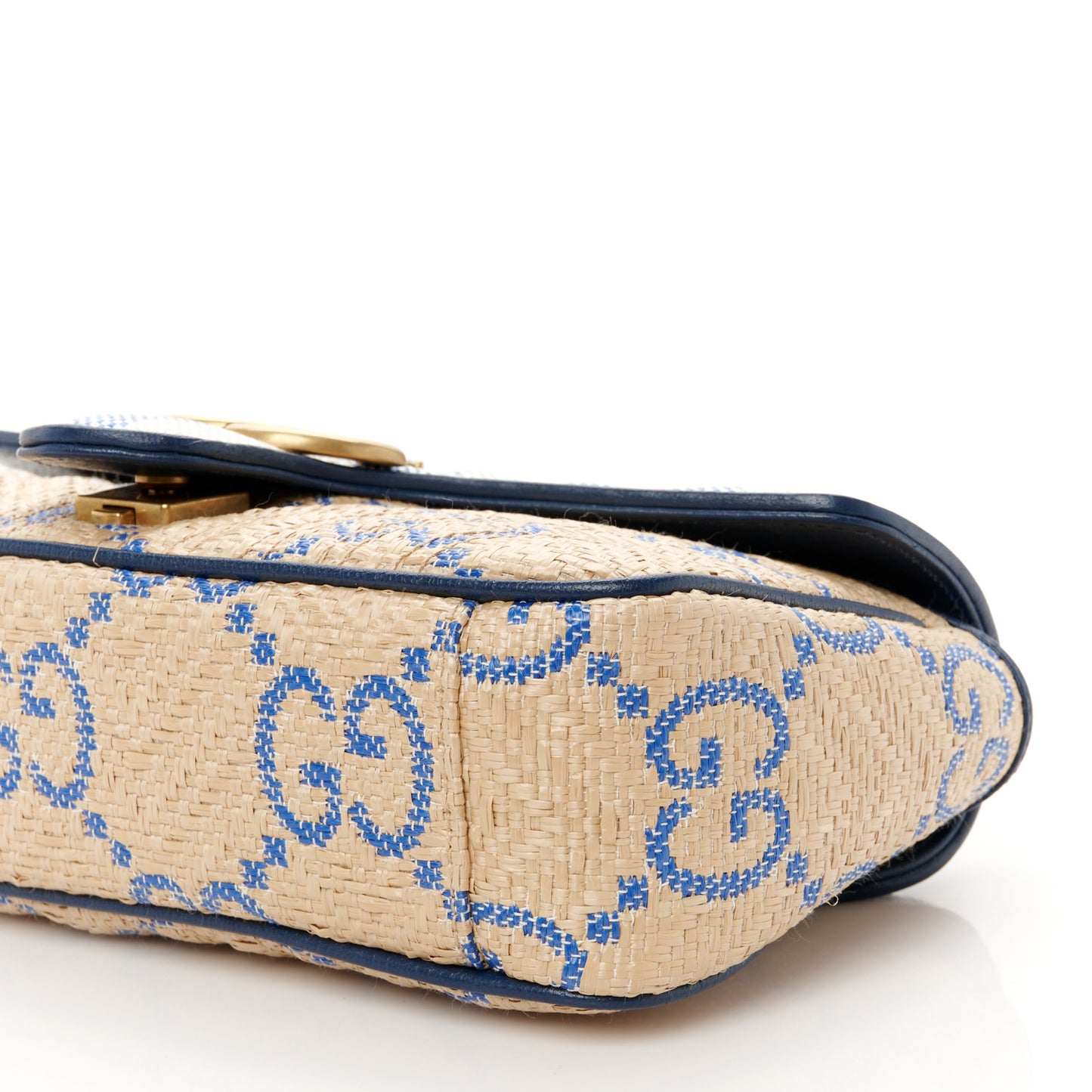 Raffia GG Monogram Matelasse Small GG Marmont Shoulder Bag Natural Royale Off White