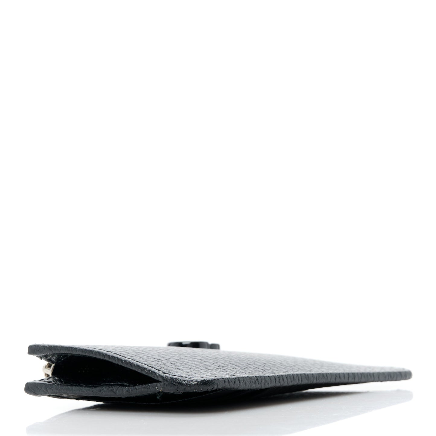 Dollar Calfskin Enamel Monochrome GG Marmont Key Case Card Holder Black