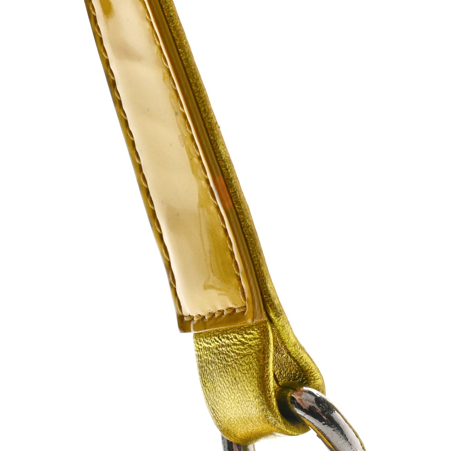 Metallic Patent Calfskin Quilted Medium Boy Flap Gold