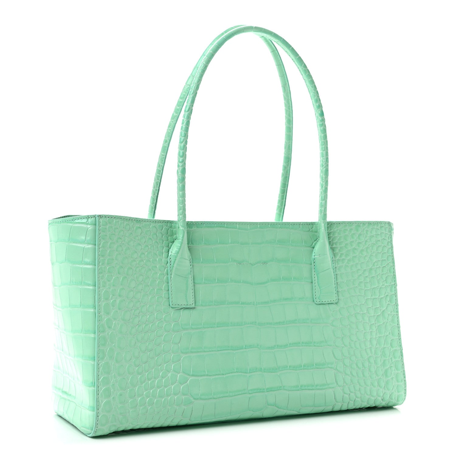 Chanel Calfskin Crocodile Embossed Archetype Small Shopping Tote Green 3 of 11