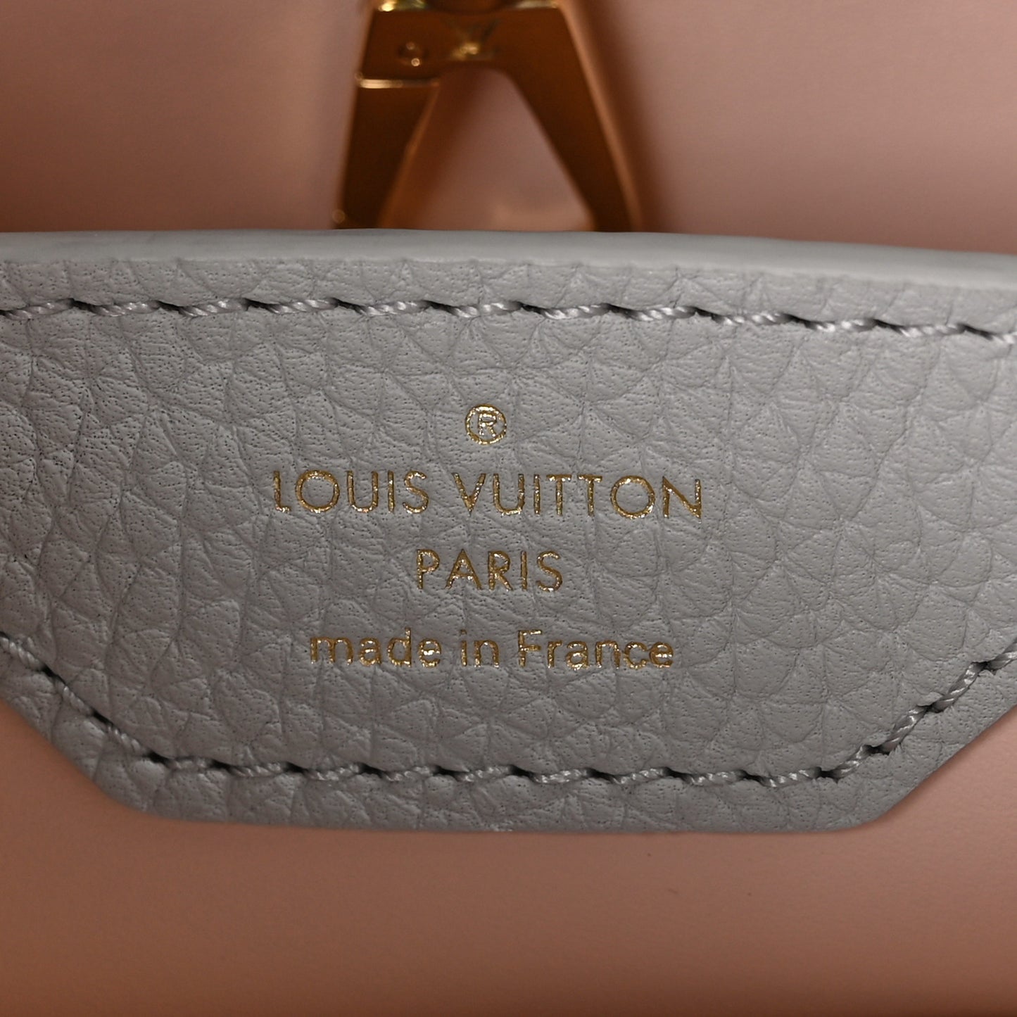 Taurillon Enamel Blossom Chain Capucines BB Ice Grey