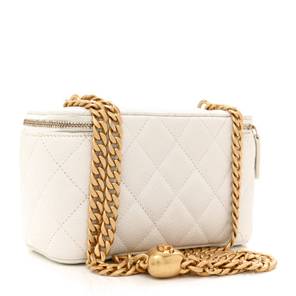 Chanel Caviar Quilted Sweetheart Vanity Case White 3 of 12