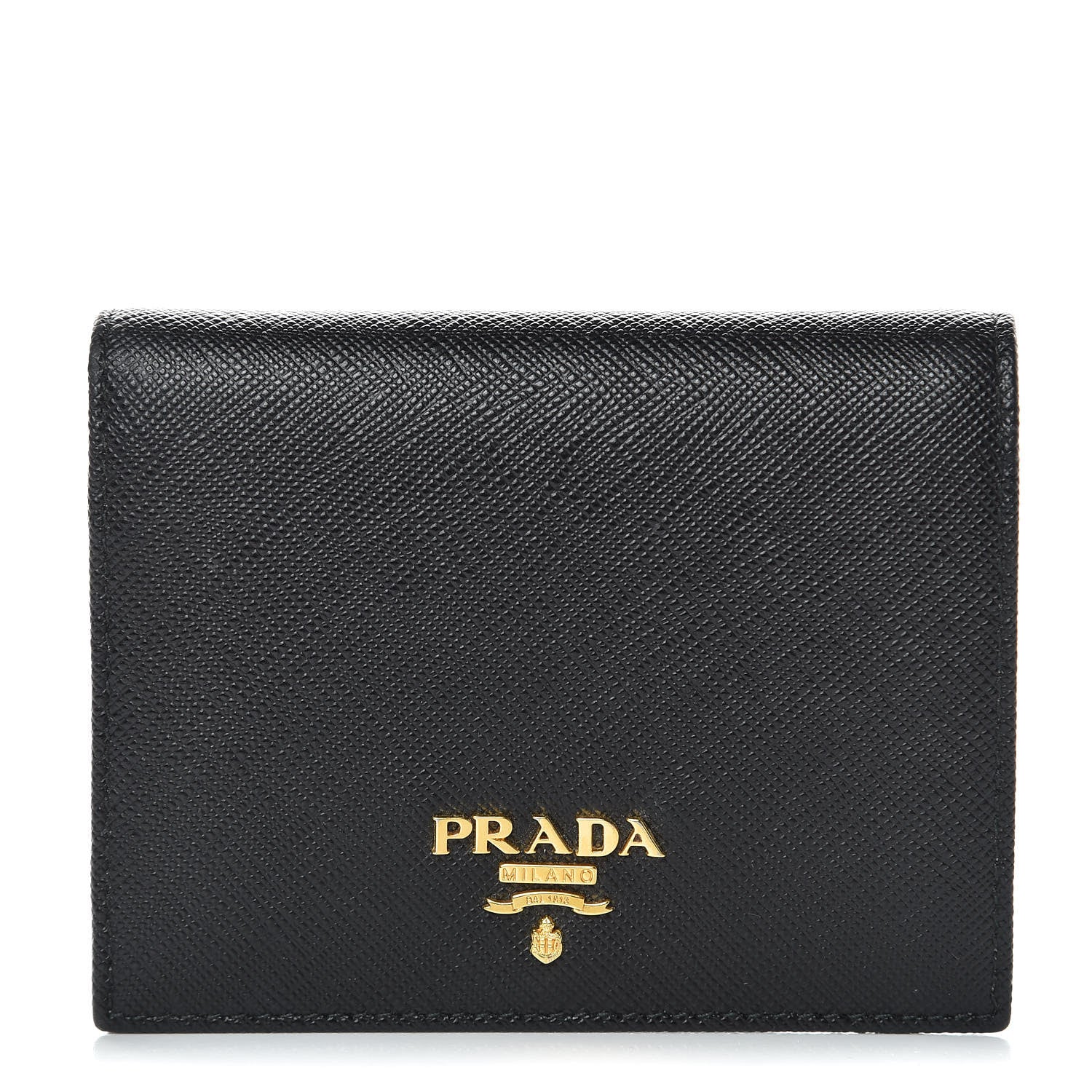 Prada Saffiano Multicolor Compact Wallet Black Soleil 1 of 7