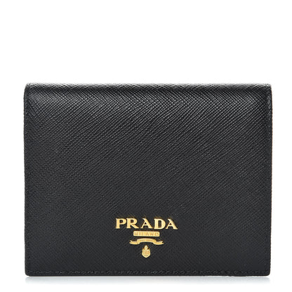 Prada Saffiano Multicolor Compact Wallet Black Soleil 1 of 7
