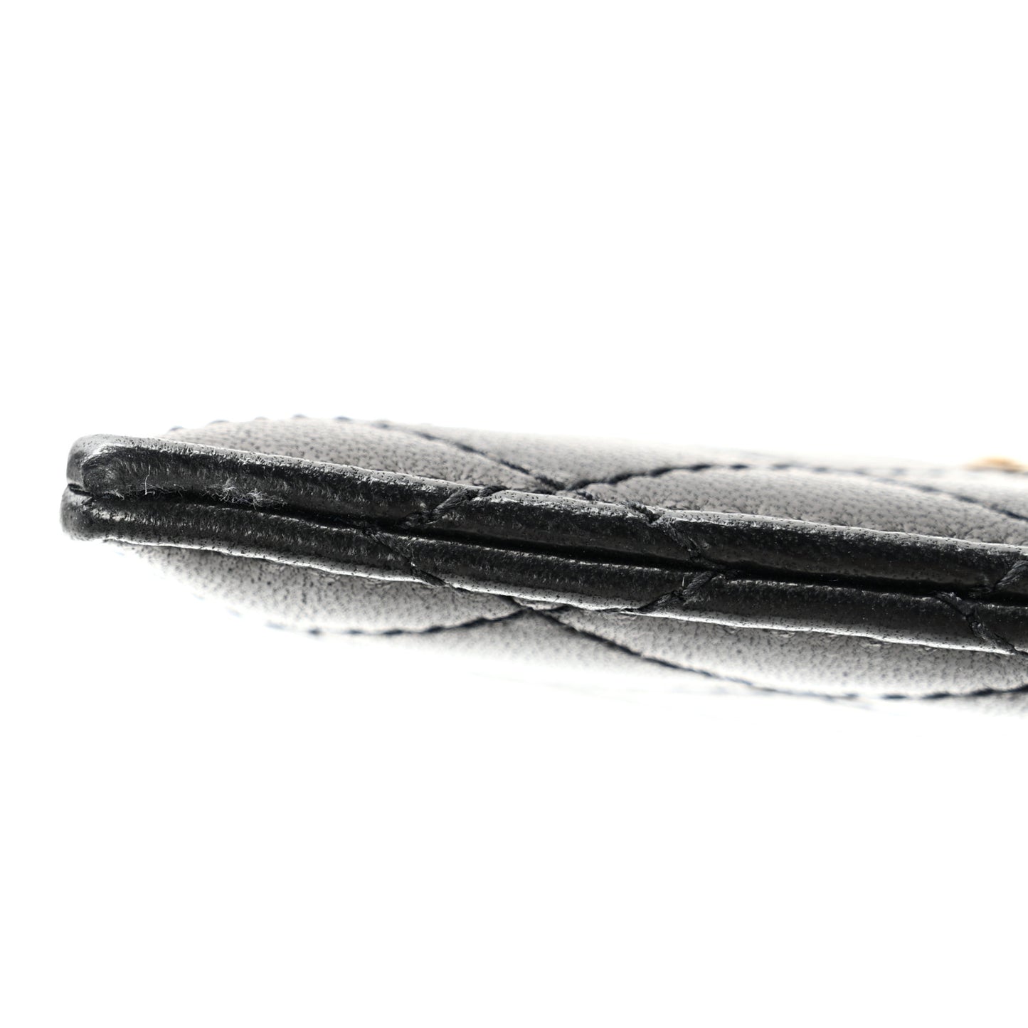Lambskin Quilted Monogram Gaby Card Case Black