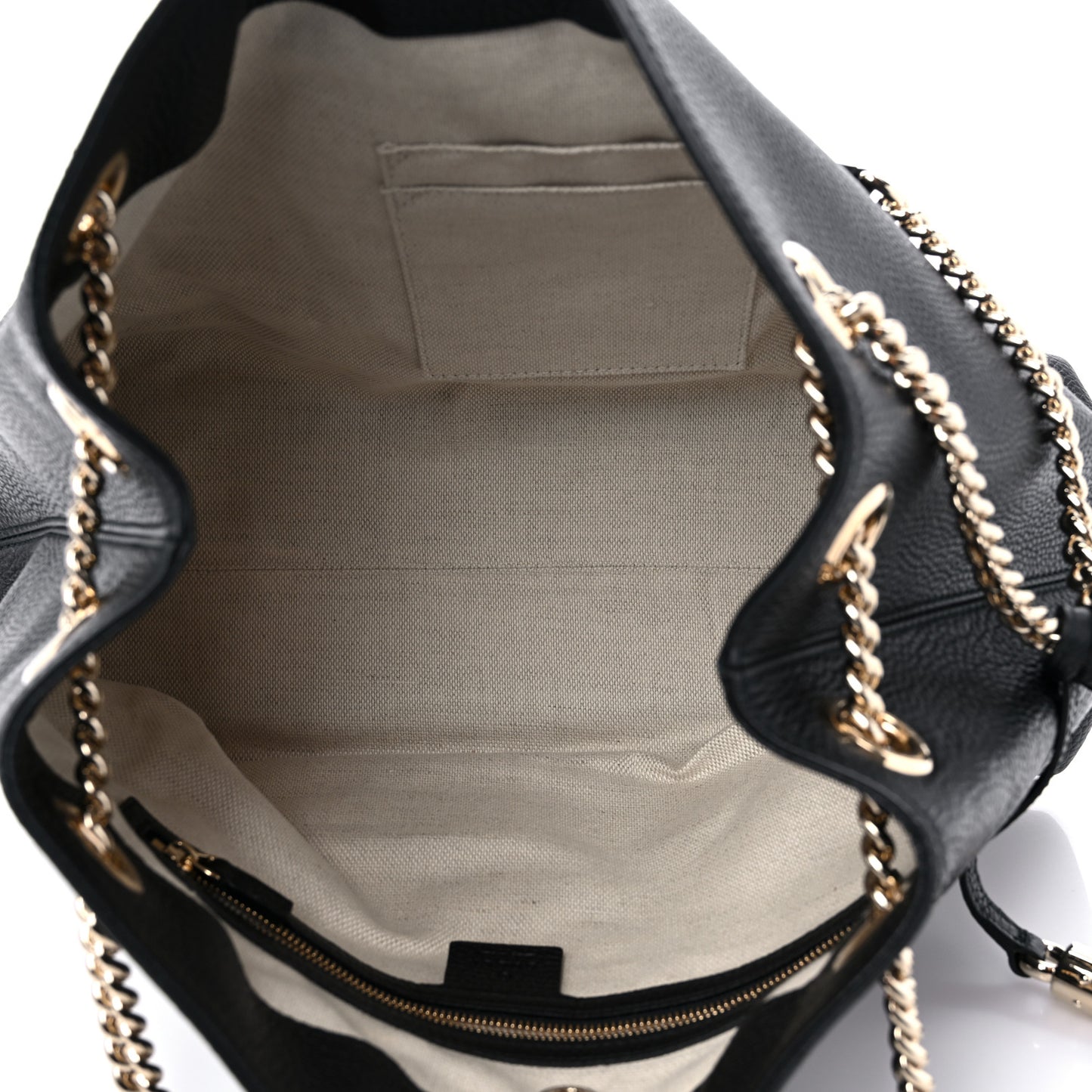 Pebbled Calfskin Medium Soho Chain Shoulder Bag Black
