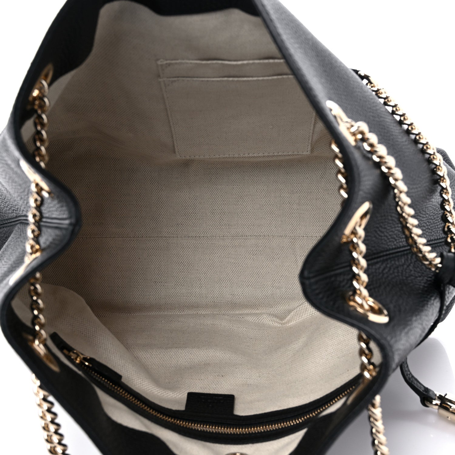 Gucci Pebbled Calfskin Medium Soho Chain Shoulder Bag Black 5 of 9