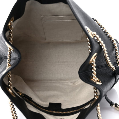 Gucci Pebbled Calfskin Medium Soho Chain Shoulder Bag Black 5 of 9