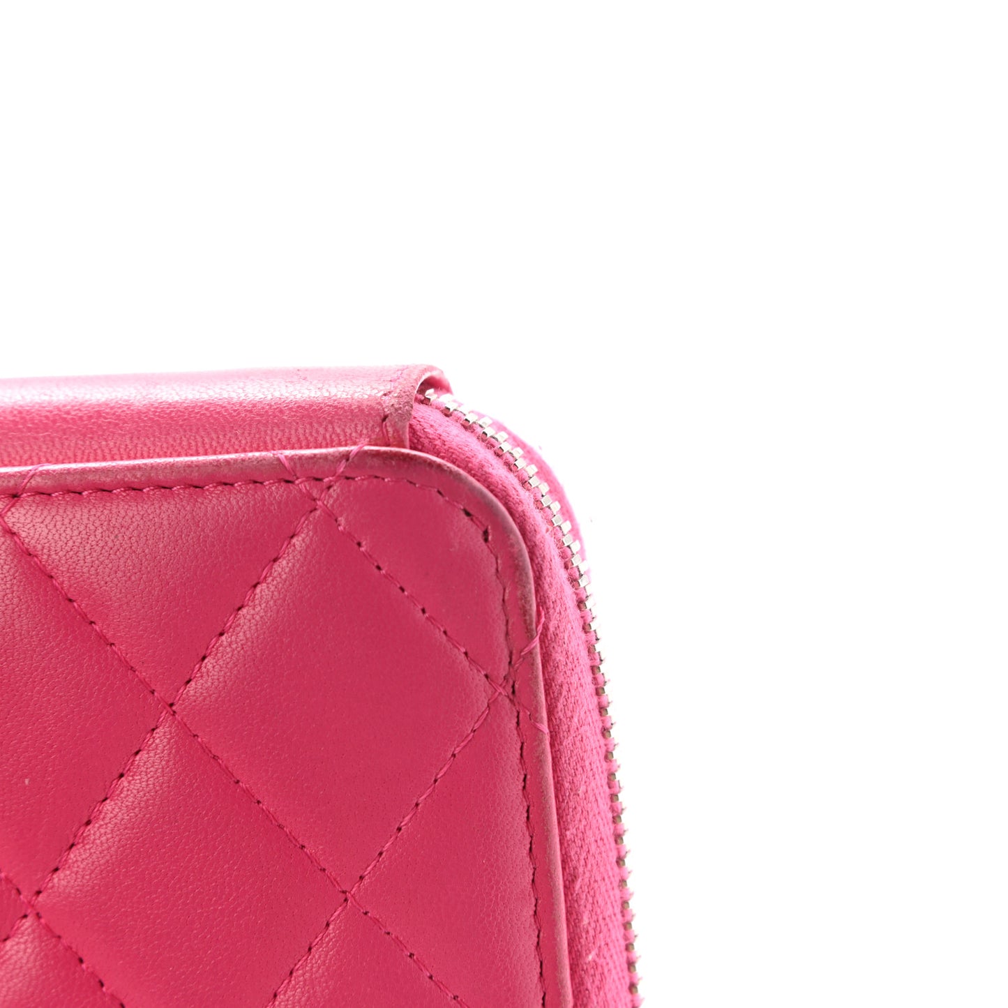 Lambskin Quilted Travel Case Pink
