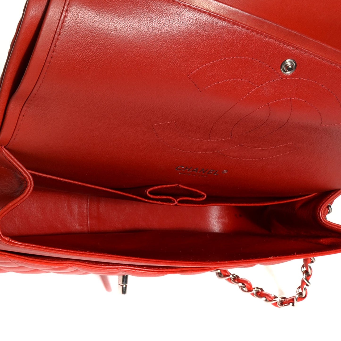 Lambskin Quilted Jumbo Double Flap Red