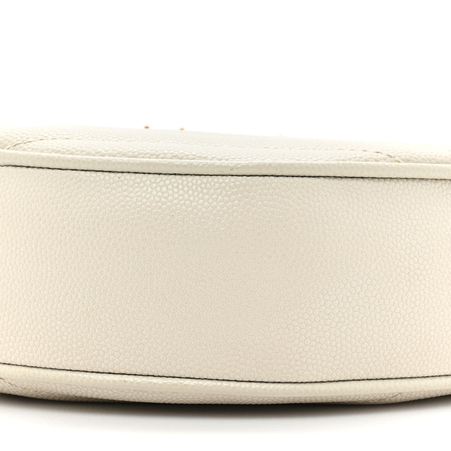Saint Laurent Grain De Poudre Matelasse Chevron Quilted Round Vinyle Camera Bag Crema Soft 8 of 11