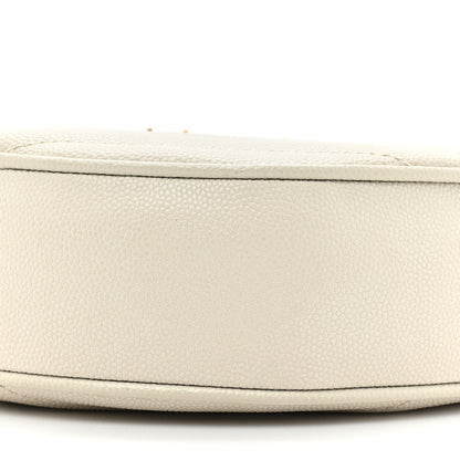 Saint Laurent Grain De Poudre Matelasse Chevron Quilted Round Vinyle Camera Bag Crema Soft 8 of 11