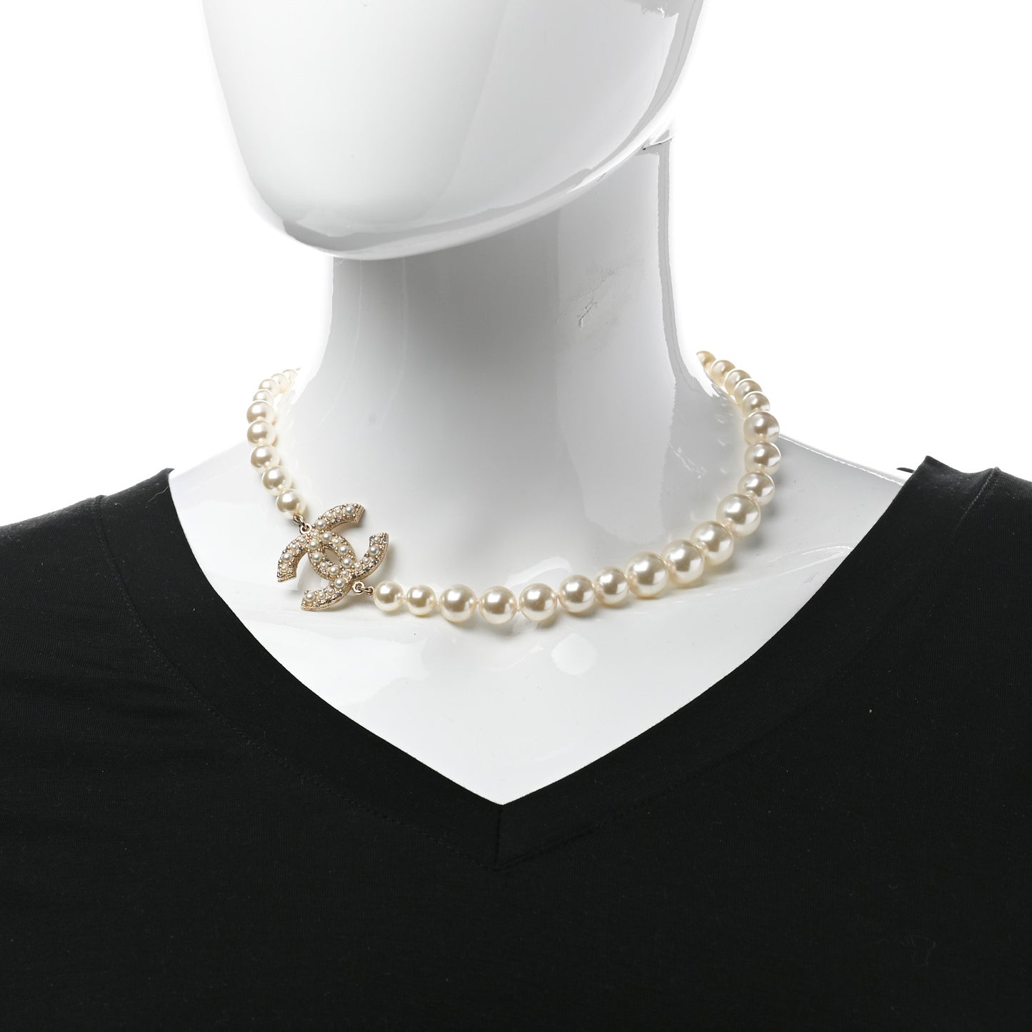 Pearl CC 100th Anniversary Necklace Light Gold