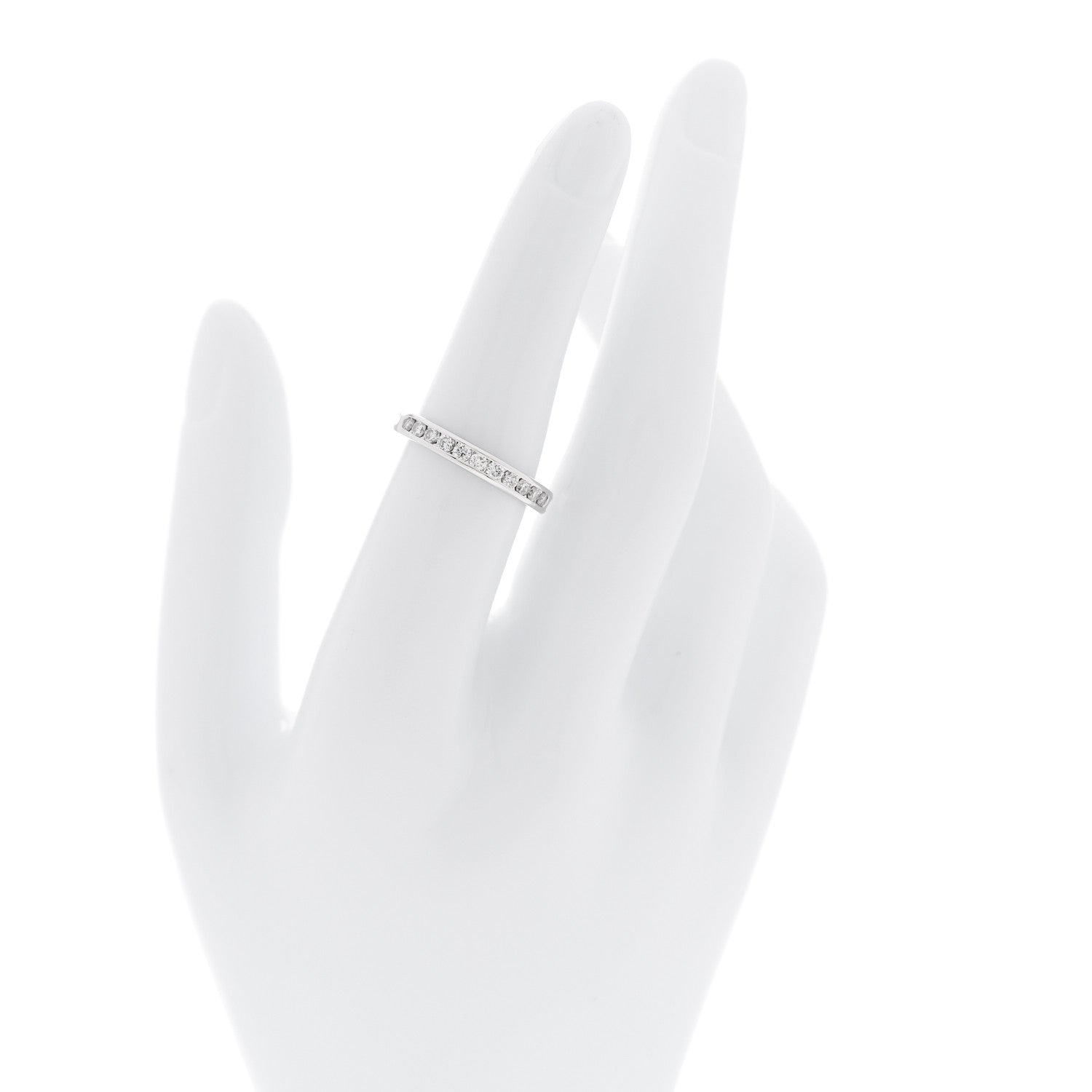 Tiffany Platinum Diamond 3mm Half Circle Wedding Band Ring 53 6.5 2 of 5