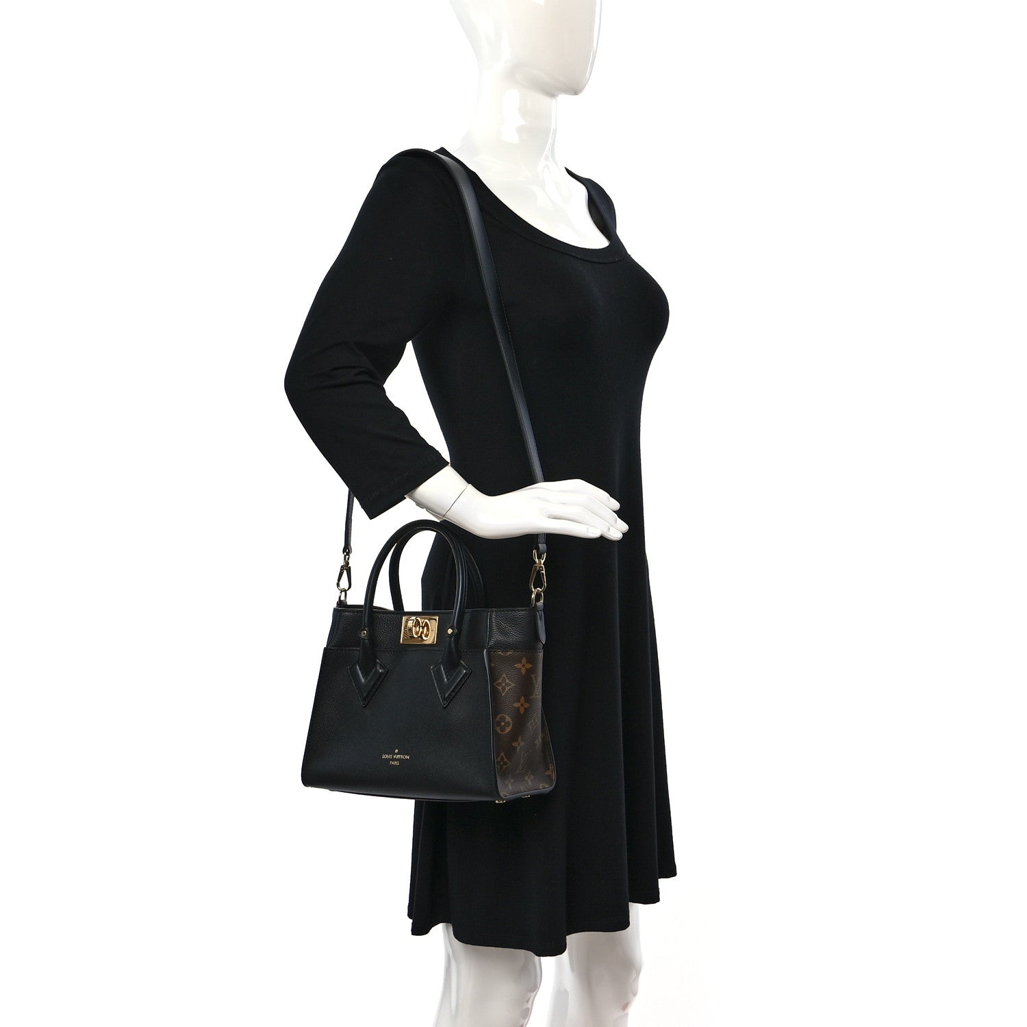 Louis Vuitton Calfskin Monogram On My Side PM Black 2 of 8