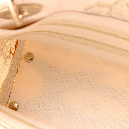 Christian Dior Canvas Embroidered Jardin D'Hiver Medium Lady D-Lite White Gold 5 of 12