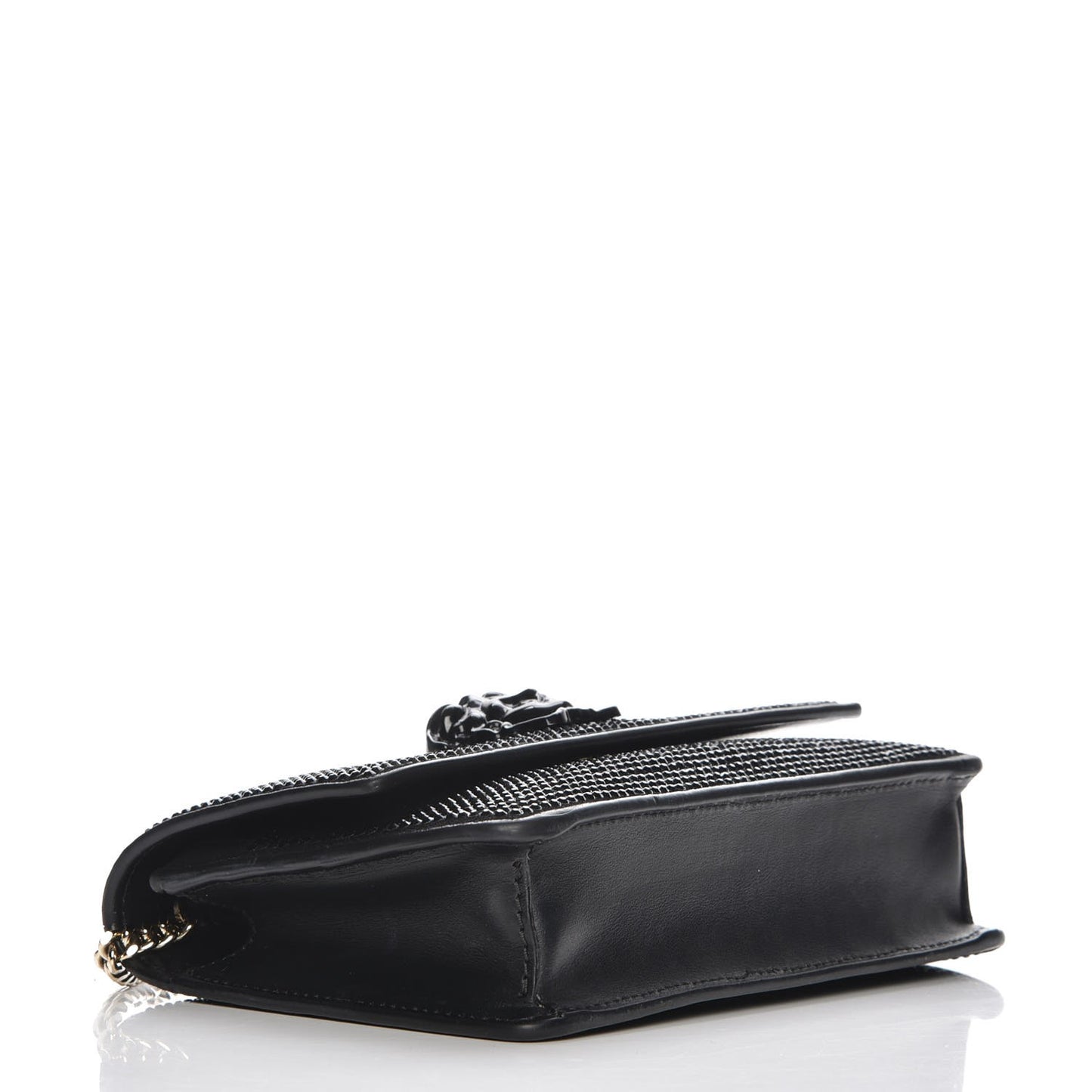 Calfskin Palazzo Crystal Chain Evening Bag Black