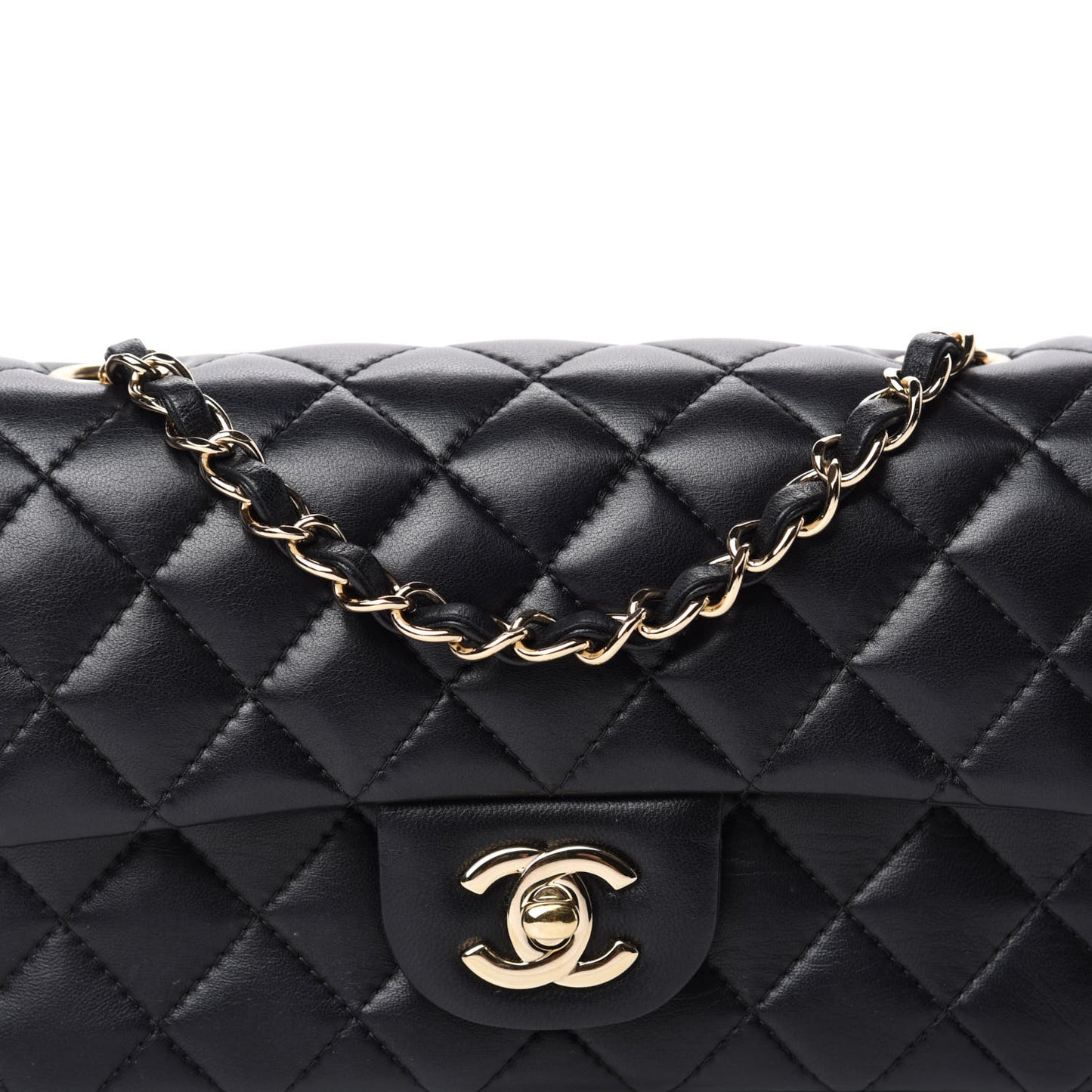 Lambskin Quilted Mini Rectangular Flap Black
