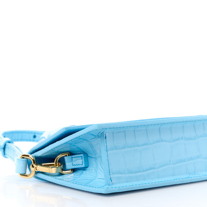 Jacquemus Calfskin Crocodile Embossed Le Chiquito Long Pale Blue 9 of 10