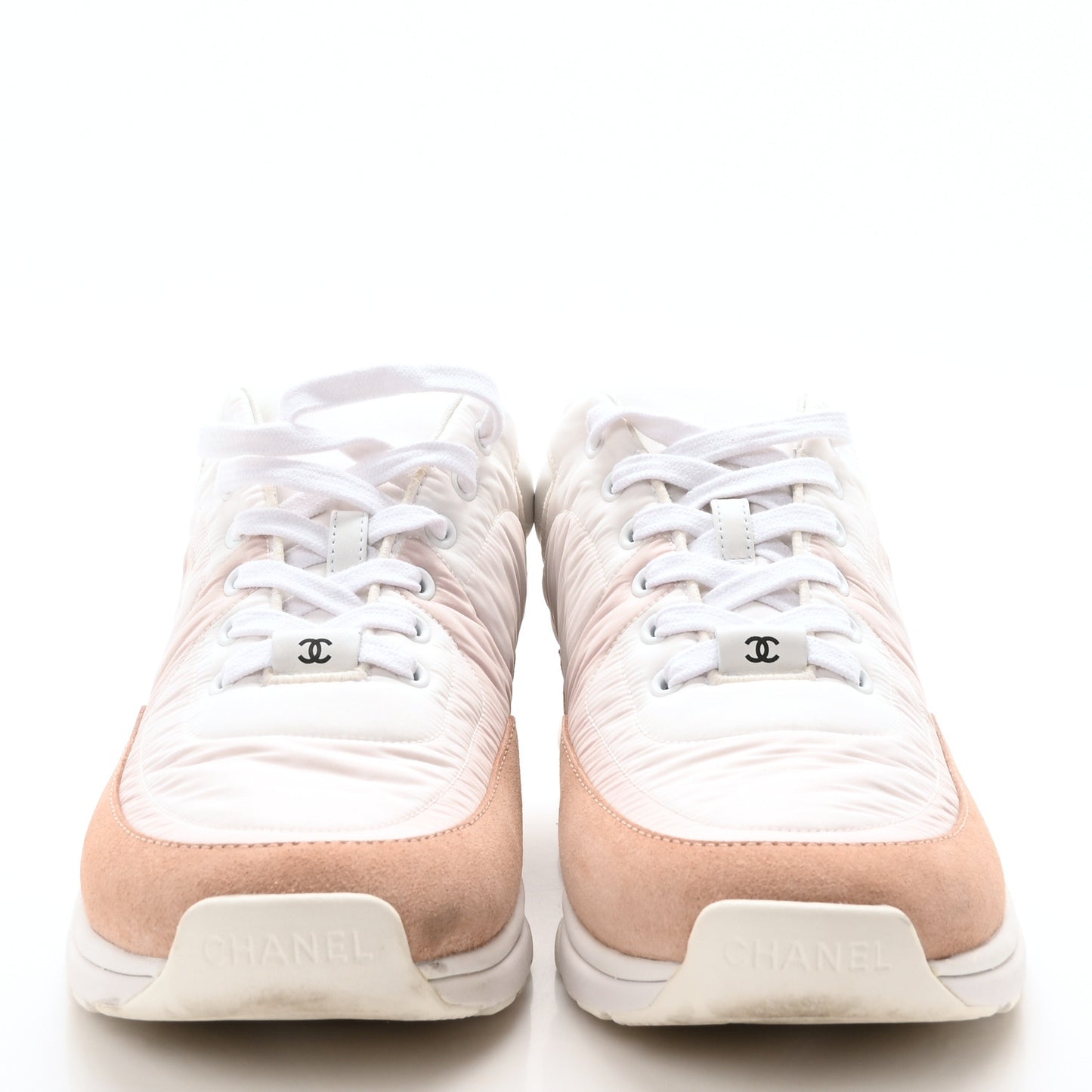 Nylon Suede Calfskin CC Sneakers 40 Pink