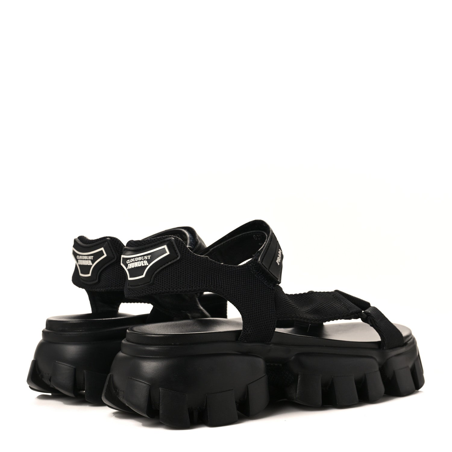 Prada Rubber Nylon Velcro Womens Cloudbust Thunder 50mm Sandals 38.5 Black 4 of 9