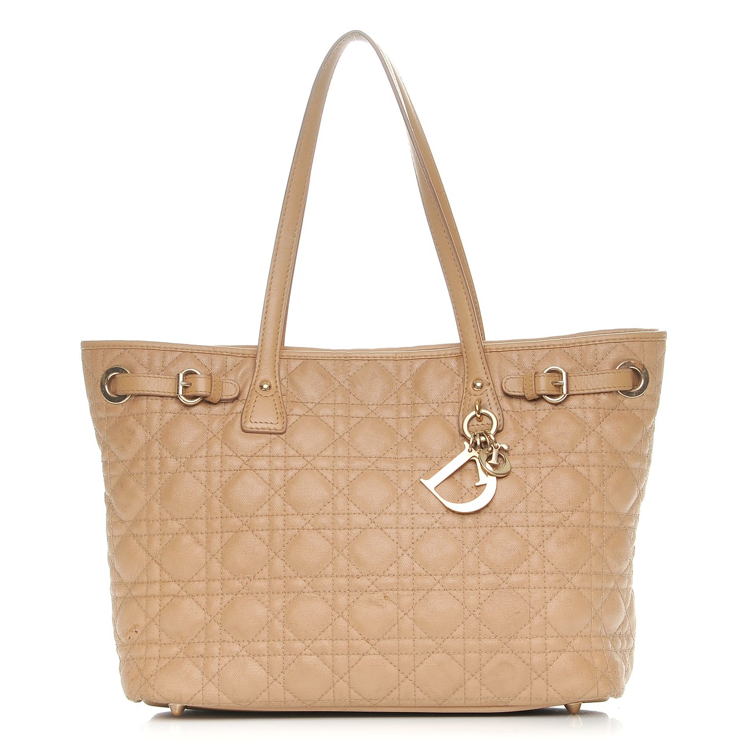 Coated Canvas Cannage Small Panarea Tote Beige