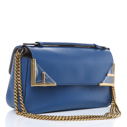 Fendi Vitello Grace Glazed Fabric FF 1974 Double F Shoulder Bag Iris Mogano Panna 3 of 10