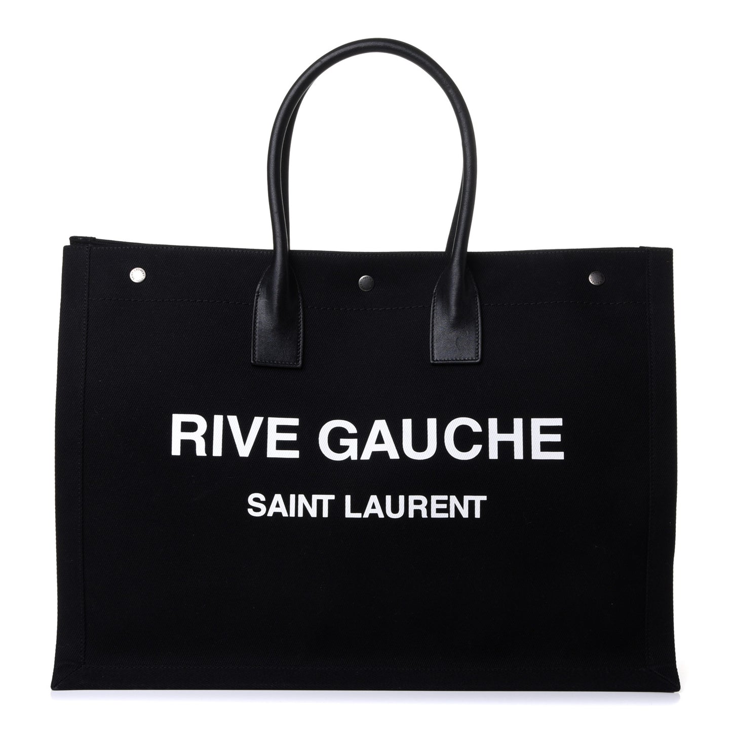 Linen Calfskin Rive Gauche Tote Black