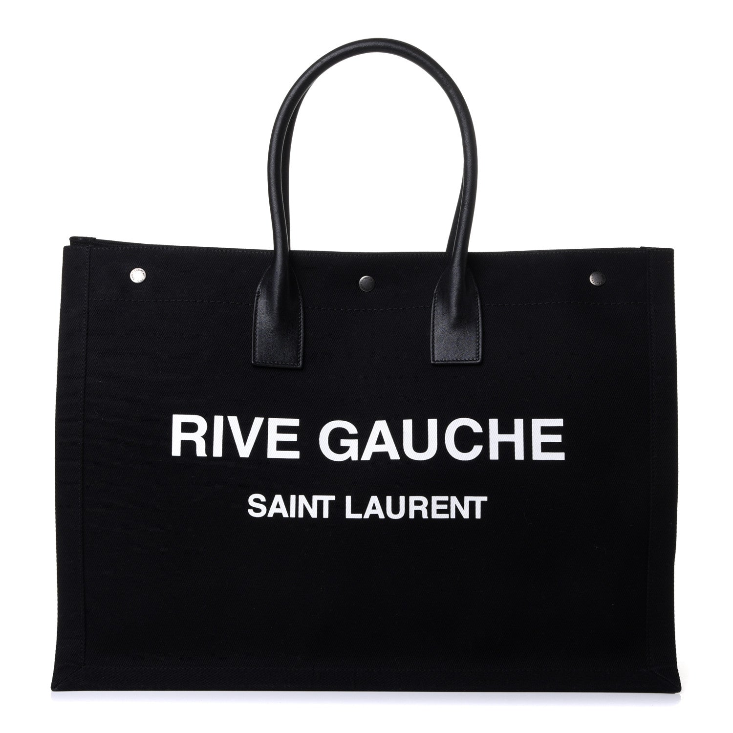 Saint Laurent Linen Calfskin Rive Gauche Tote Black 1 of 4
