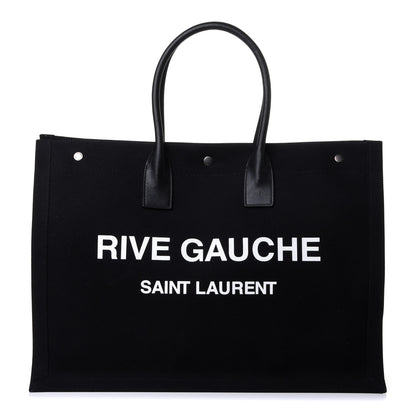 Saint Laurent Linen Calfskin Rive Gauche Tote Black 1 of 4