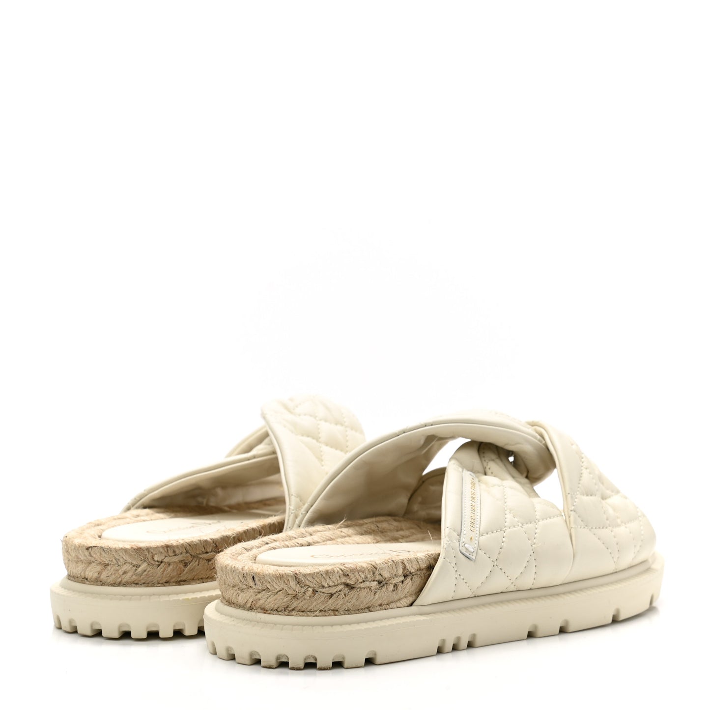 Calfskin Cannage Dtwist Espadrille Platform Sandals 39 White