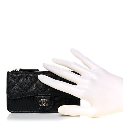 Chanel Caviar Quilted Flap Zip Card Holder Black 2 of 11