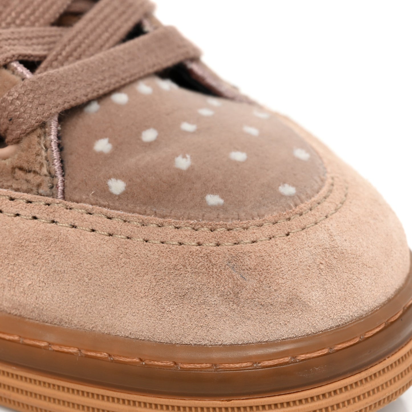 Fabric Suede Calfskin Logo Sneakers 38 Light Beige