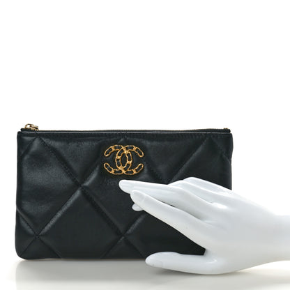 Chanel Shiny Goatskin Quilted Small Chanel 19 Pouch Black 2 of 9