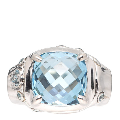 John Hardy Sterling Silver Blue Topaz Bamboo Ring 54 7 1 of 7