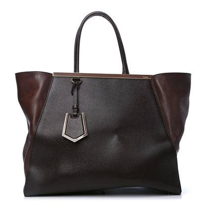 Fendi Vitello Elite Flamingo Large 2Jours Tote Moro Marrone Nocciola 1 of 5