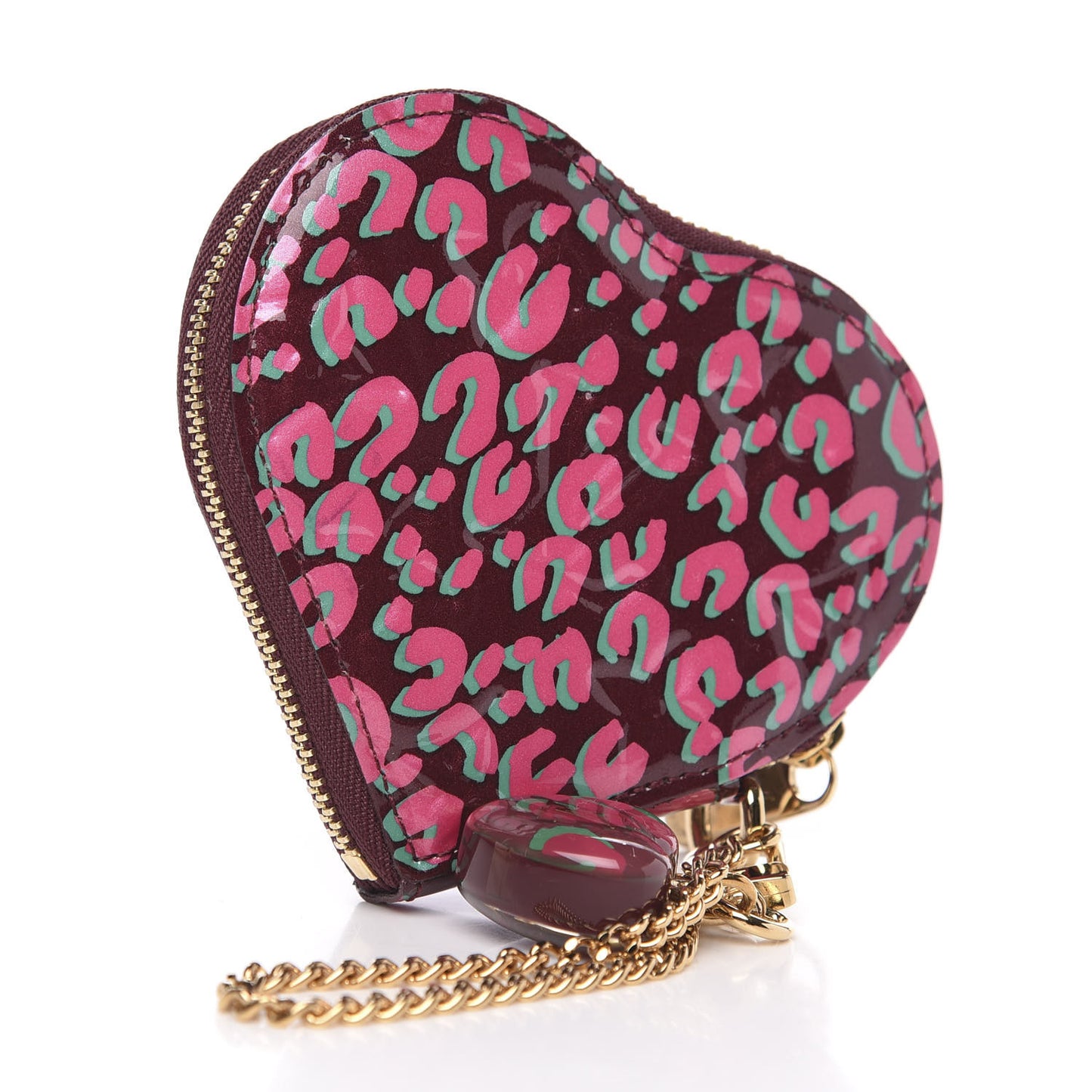 Vernis Leopard Coeur Heart Coin Purse Rouge Fauviste