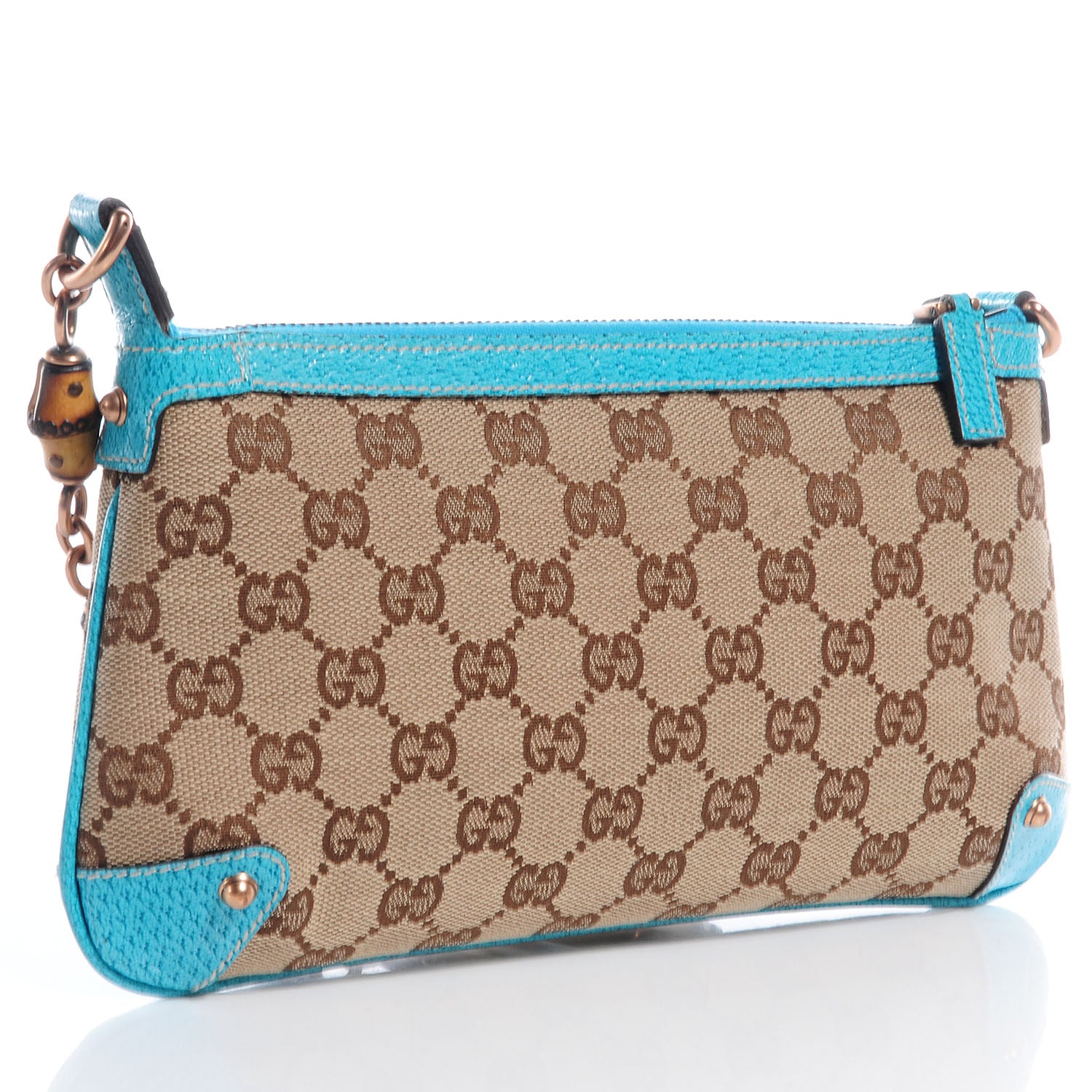 Gucci Monogram Bamboo Pochette Turquoise 3 of 7