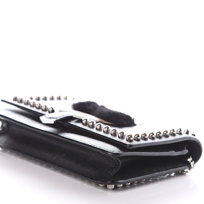 Fendi Vitello Elite Mink Fur Studded Karlito Tube Wallet on Chain Black 9 of 10