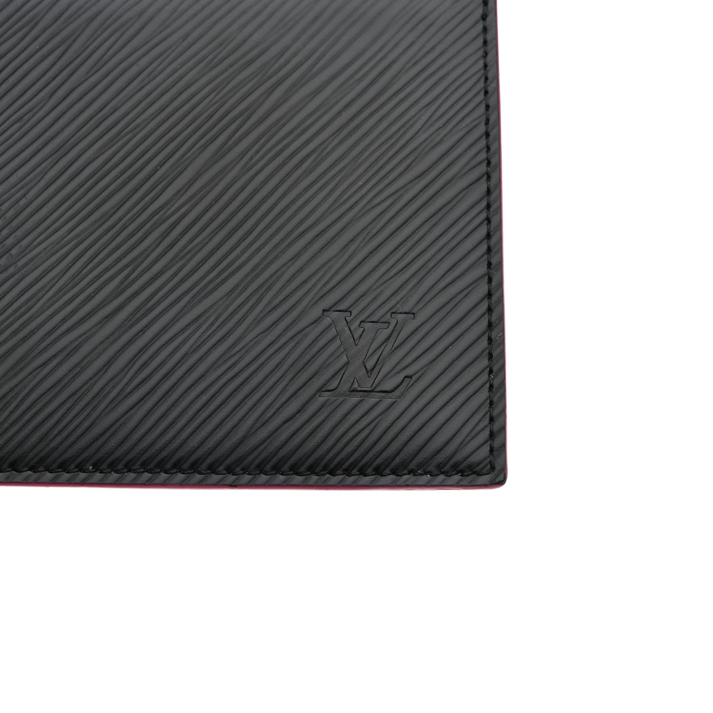 Epi Felicie Chain Wallet Zippered Insert Black Hot Pink