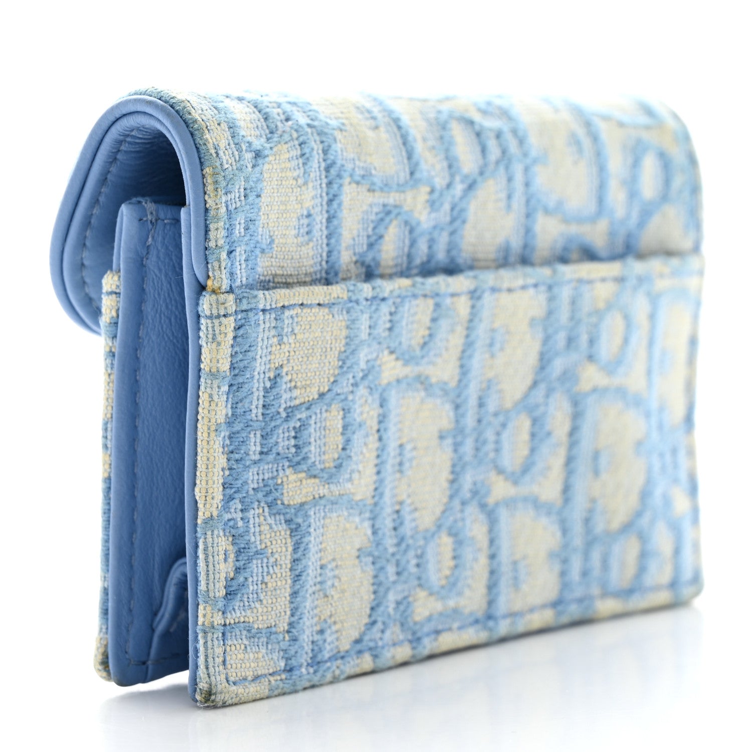 Christian Dior Oblique Saddle Card Holder Cornflower Blue 3 of 14