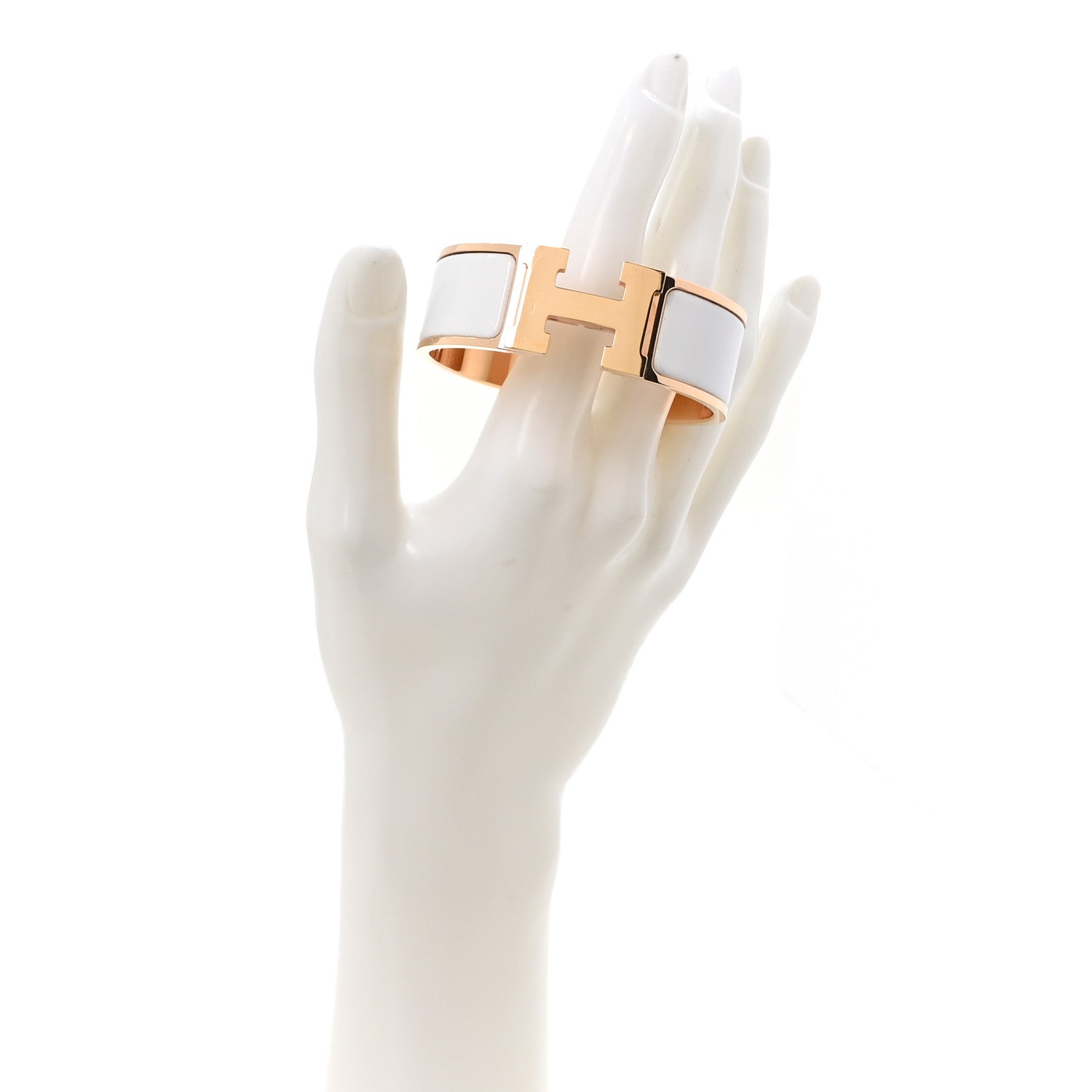 Hermes Enamel Wide Clic Clac H Bracelet GM White 2 of 5