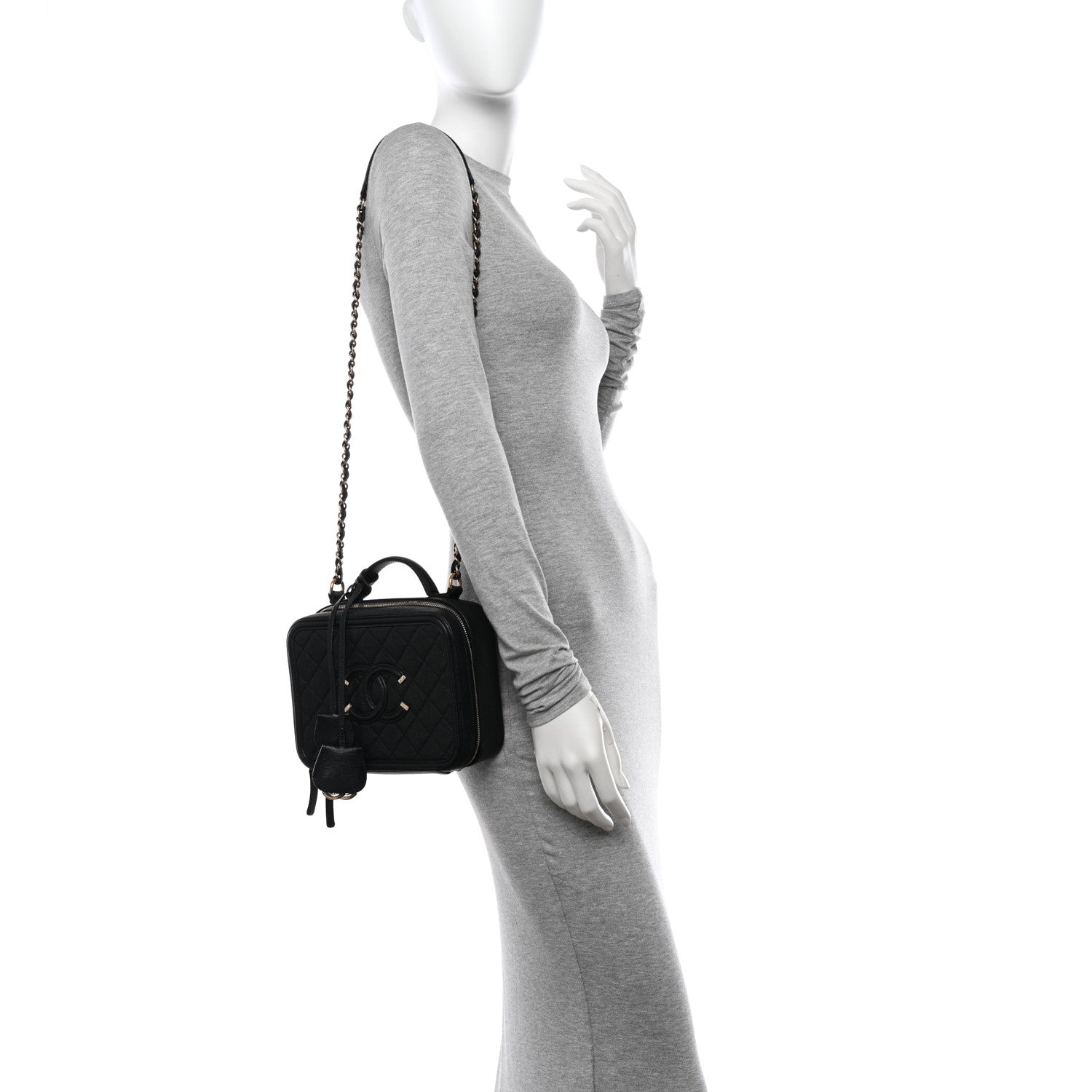 Chanel Caviar Quilted Medium CC Filigree Vanity Case Black 2 of 13