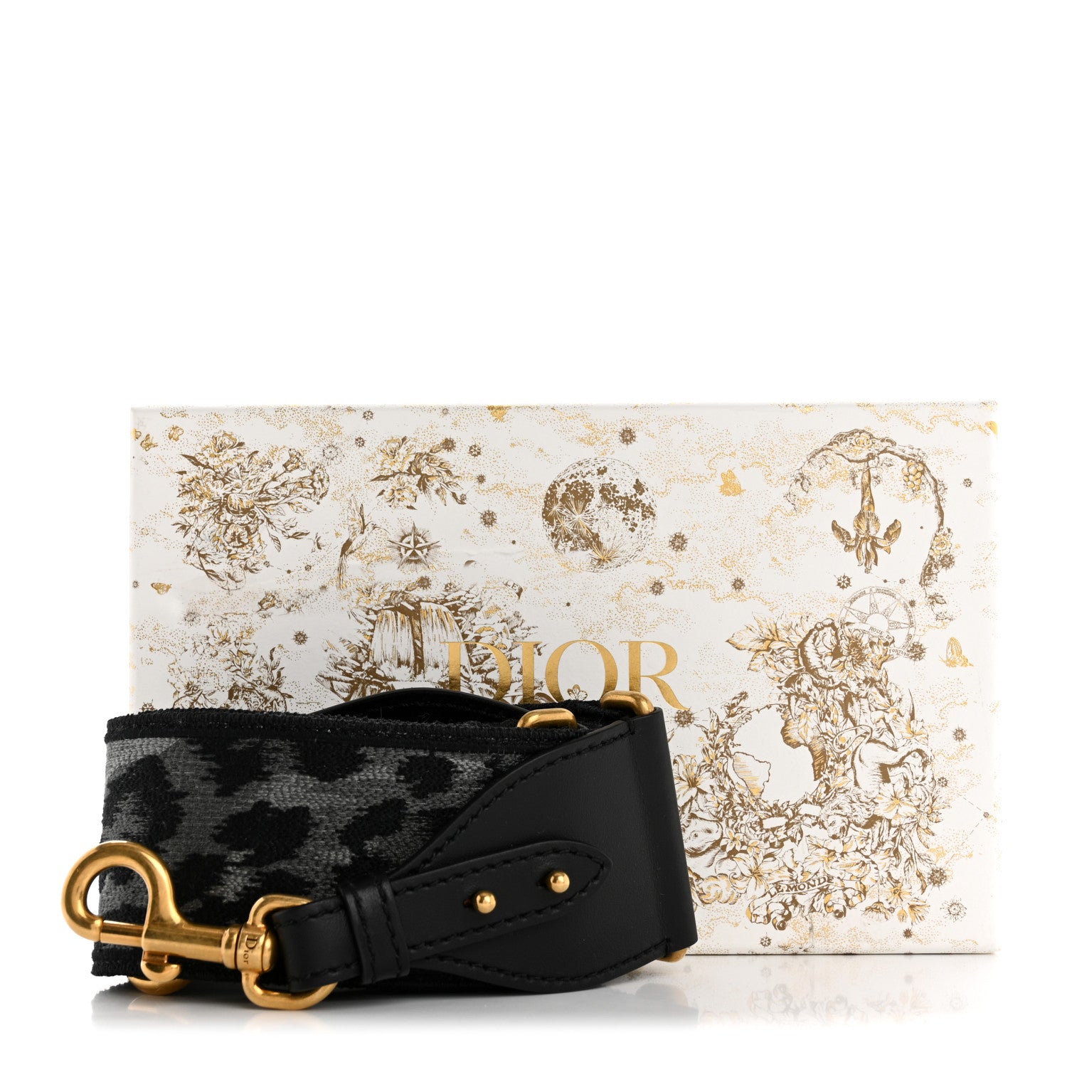 Christian Dior Canvas Mizza Embroidered Leopard Shoulder Strap Grey 8 of 8