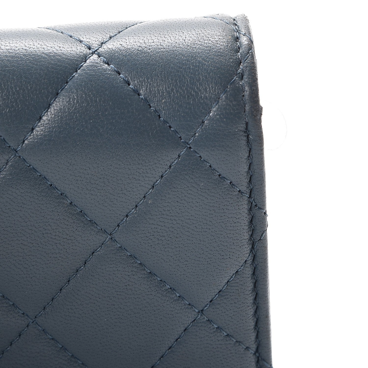 Chanel Lambskin Quilted Large Gusset Flap Wallet Blue 15 of 16