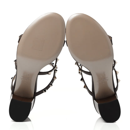 Valentino Garavani Calfskin Rockstud 60mm Caged Slide Sandals 37.5 Cacao 5 of 7