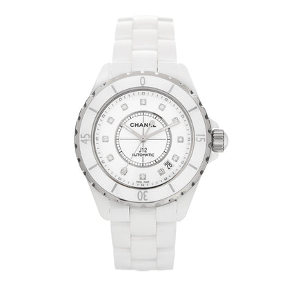 Chanel Stainless Steel Ceramic Diamond 38mm J12 Automatic Watch White 1 of 5