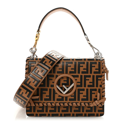Fendi Vitello Century F is Fendi Whipstitch Threads FF Embossed Kan I Shoulder Bag Tobacco Orzo 1 of 10