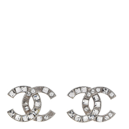 Chanel Baguette Crystal CC Earrings Silver 1 of 4